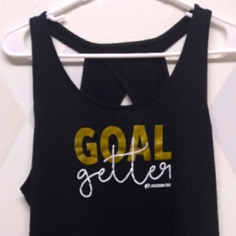 Jazzercise GOAL GETTER black tank top shirt top M